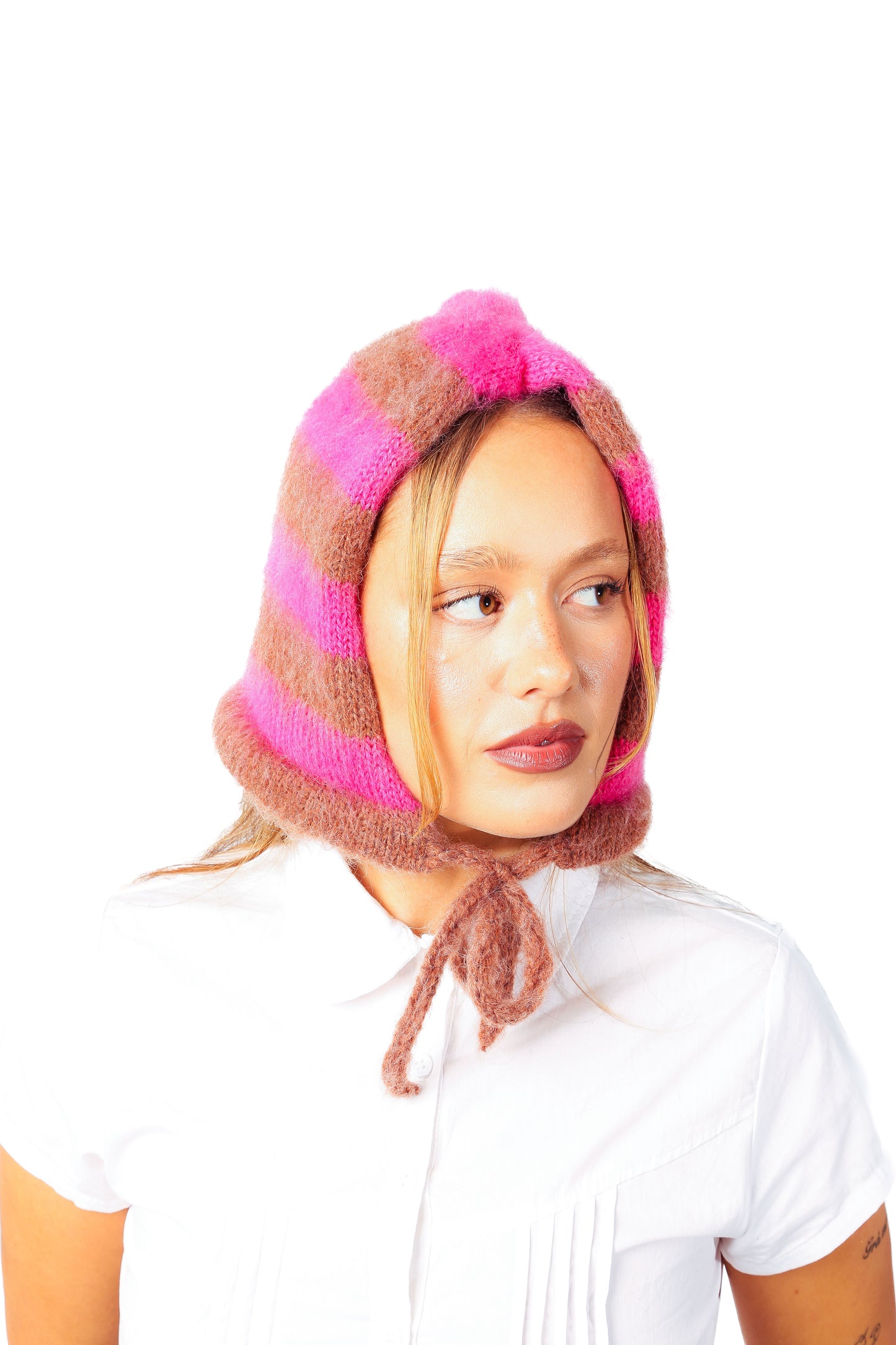 pink + brown bonnet