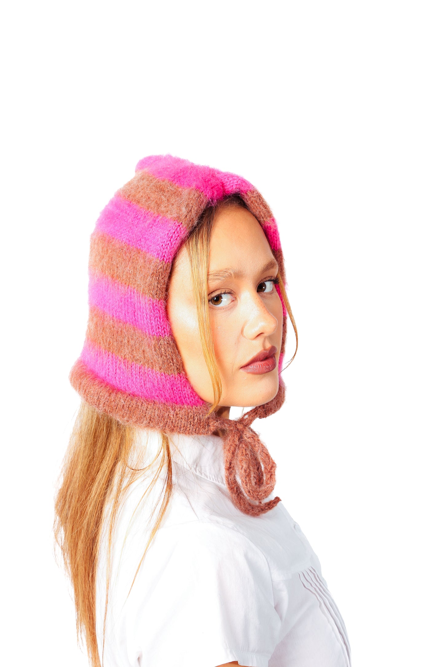 pink + brown bonnet