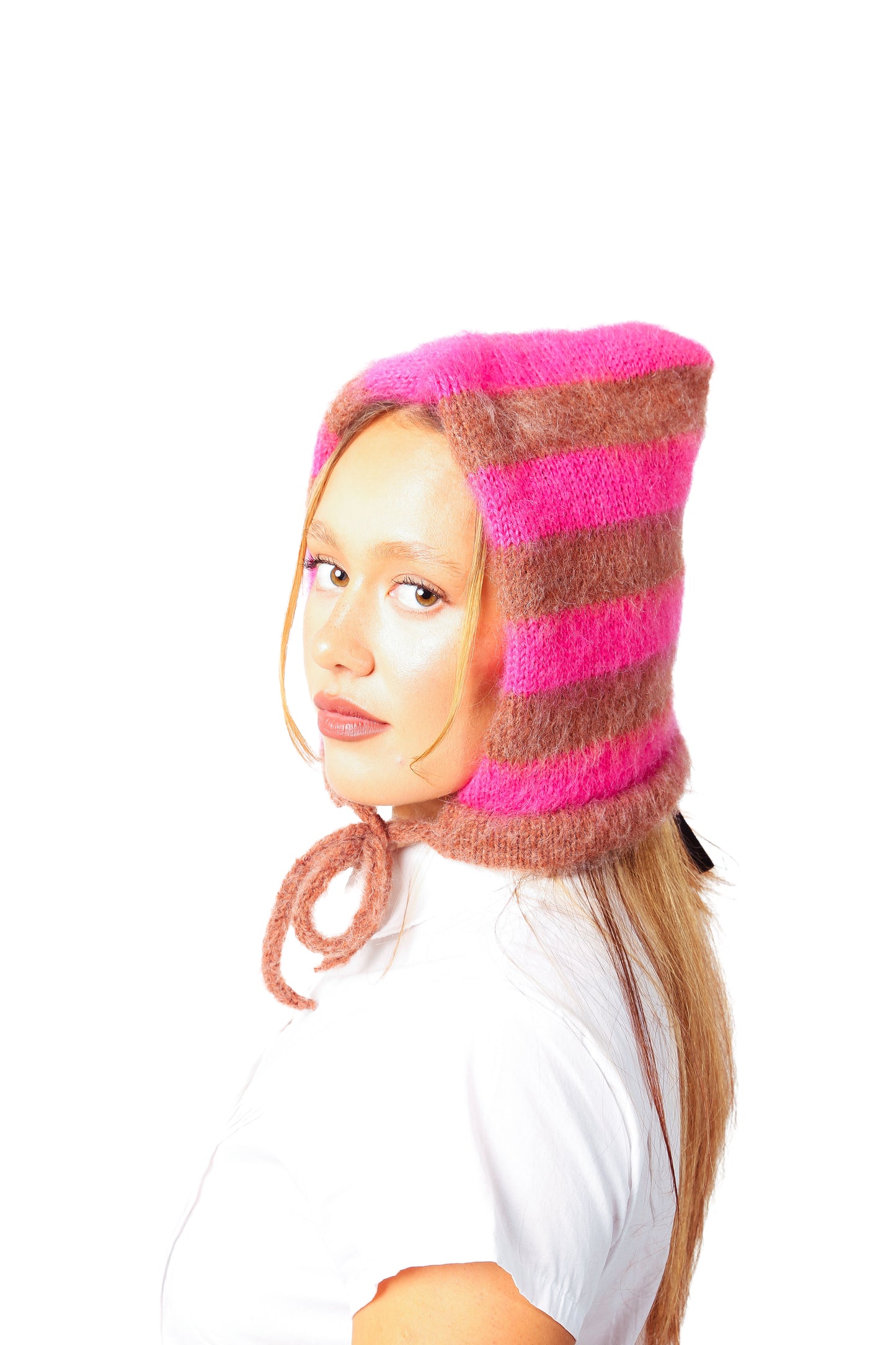 pink + brown bonnet