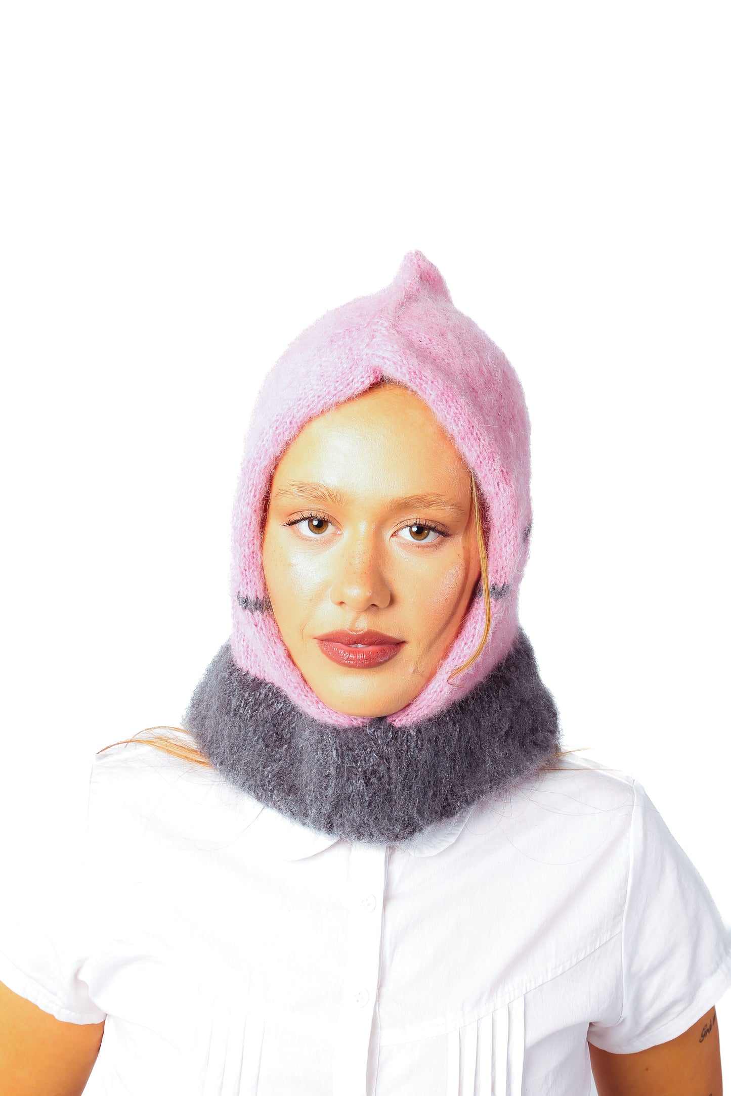 pink + grey balaclava